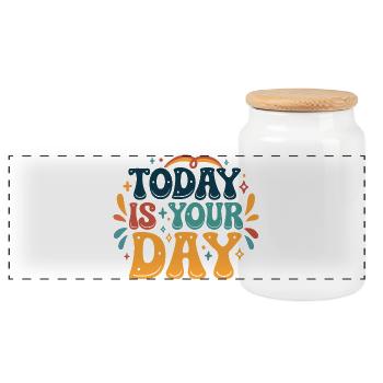 Aujourd'hui C'est Votre Jour - Boîte à biscuits avec couvercle en bois - blanc - Devant