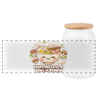 Ramen Bowl Kawaii Japanese - Panorama Keksdose mit Holzdeckel - Weiß - Vorne