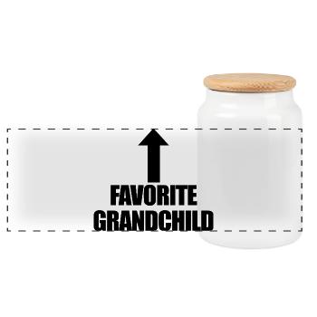 Favorite grandchild - Panoramic Cookie Jar with Wooden Lid - white - Front