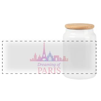 Silhouette du Rêve de Paris - Boîte à biscuits avec couvercle en bois - blanc - Devant