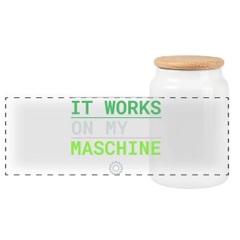 It Works On My Machine - Entwickler Ausrede - Panorama Keksdose mit Holzdeckel - Weiß - Vorne