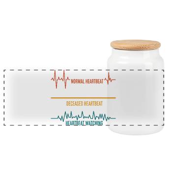 Herzschlag Variationen Druck - Panorama Keksdose mit Holzdeckel - Weiß - Vorne