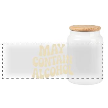 May Contain Alcohol Alkohol Mallorca Saufen JGA - Panoramic Cookie Jar with Wooden Lid - white - Front