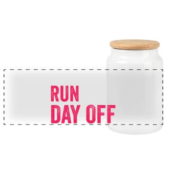 I Need To Go Run This Day Off - Panoramic Cookie Jar with Wooden Lid - white - Front