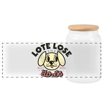 Retro-pastellfarbener Hundejollace - Panorama Keksdose mit Holzdeckel - Weiß - Vorne