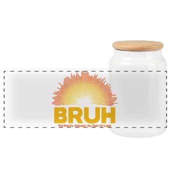 Bruh Sunburst Logo - Son-In-Law - Panoramic Cookie Jar with Wooden Lid - white - Front