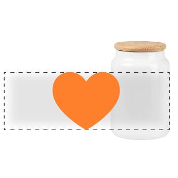 orangenes Herz orangen Geschenk Valentinstag - Panorama Keksdose mit Holzdeckel - Weiß - Vorne