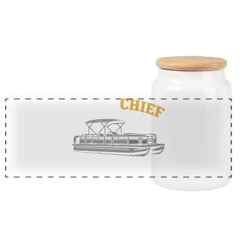 Pontoon Party Pontoon Crew Pontoon Boat - Panoramic Cookie Jar with Wooden Lid - white - Front