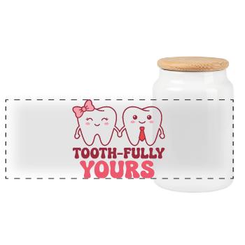 Couple Dental Assistant Dentist - Panoramic Cookie Jar with Wooden Lid - white - Front