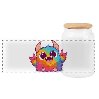 Charme Roche-monstre Coloré - Boîte à biscuits avec couvercle en bois - blanc - Devant