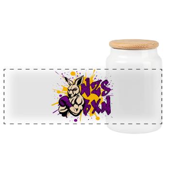 NZS BXN Graffiti – Antifascist Statement - Panoramic Cookie Jar with Wooden Lid - white - Front