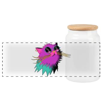 Party_Cat - Panorama Keksdose mit Holzdeckel - Weiß - Vorne