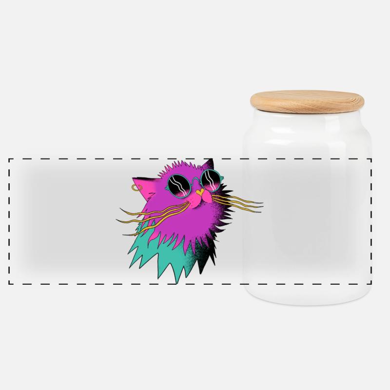 Party_Cat - Panorama Keksdose mit Holzdeckel - Weiß