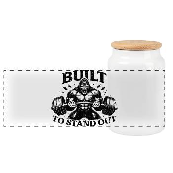 Gym Gorilla conçu pour se démarquer - Boîte à biscuits avec couvercle en bois - blanc - Devant