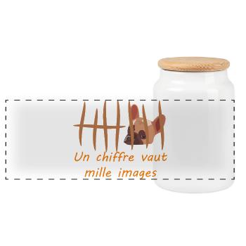 Un_chiffre_vaut_mille_images - Boîte à biscuits avec couvercle en bois - blanc - Devant