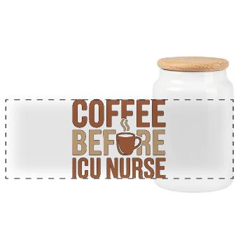 ICU Nurse Coffee Before Acute Care Coffee Lover - Panorama Keksdose mit Holzdeckel - Weiß - Vorne