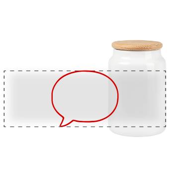 Sprechblase Comic selbst gestalten personalisieren - Panorama Keksdose mit Holzdeckel - Weiß - Vorne