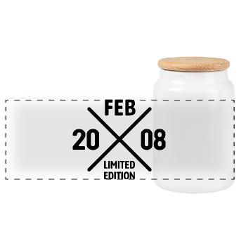 Édition limitée cadeau d’anniversaire de février 2008 - Boîte à biscuits avec couvercle en bois - blanc - Devant