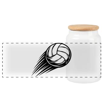Volleyball Ball - Panoramic Cookie Jar with Wooden Lid - white - Front