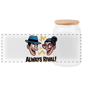 Toujours le duo rival - Boîte à biscuits avec couvercle en bois - blanc - Devant