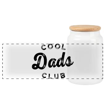 Cool Dads Club - Modern gift item for dad - Panoramic Cookie Jar with Wooden Lid - white - Front