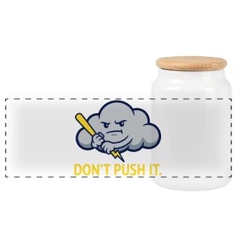 The Grumpy Storm Cloud Warning - Panoramic Cookie Jar with Wooden Lid - white - Front