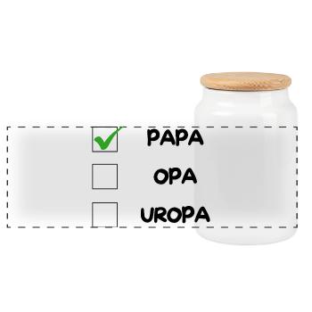 PAPA Checklist - Panoramic Cookie Jar with Wooden Lid - white - Front