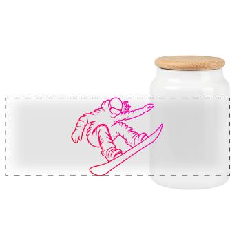 Un motif réservé aux snowboards pour femmes - Boîte à biscuits avec couvercle en bois - blanc - Devant