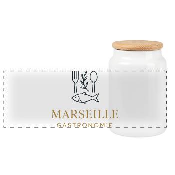Marseille Gastronomie Bouillabaisse Design Poisson - Boîte à biscuits avec couvercle en bois - blanc - Devant