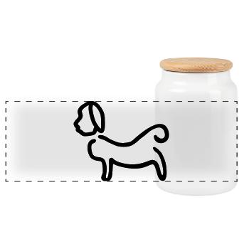 Hund_Silhouette - Boîte à biscuits avec couvercle en bois - blanc - Devant