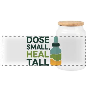 Homeopathy Dose Small Heal Tall Professional  - Panoramic Cookie Jar with Wooden Lid - white - Front