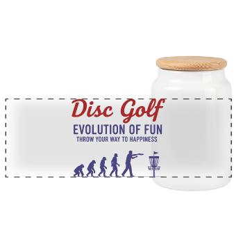 Disc Golf : Évolution du plaisir : lancez-vous - Boîte à biscuits avec couvercle en bois - blanc - Devant
