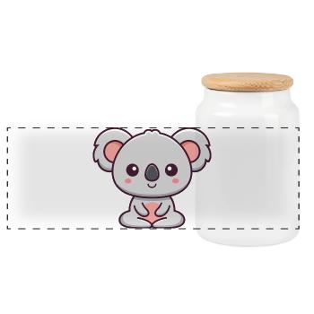 Petit Koala Kawaii Mignon - Boîte à biscuits avec couvercle en bois - blanc - Devant