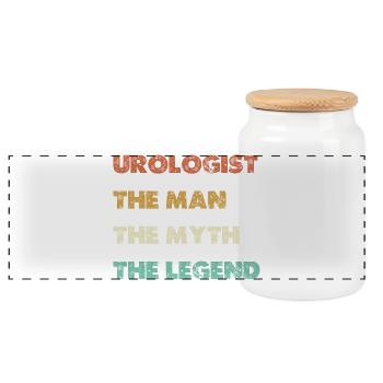 Urologist The Man Myth Legend - Panoramic Cookie Jar with Wooden Lid - white - Front