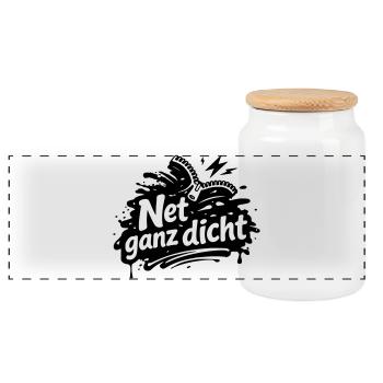 Net ganz dicht - Panorama Keksdose mit Holzdeckel - Weiß - Vorne