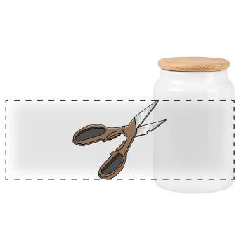 Poignée vintage à motif ciseaux marron - Boîte à biscuits avec couvercle en bois - blanc - Devant