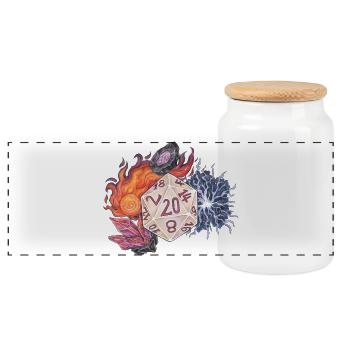 RPG Tabletop D20 Dice Gift Magician - Panoramic Cookie Jar with Wooden Lid - white - Front