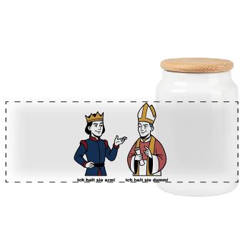 König und Bischof Cartoon - Panorama Keksdose mit Holzdeckel - Weiß - Vorne