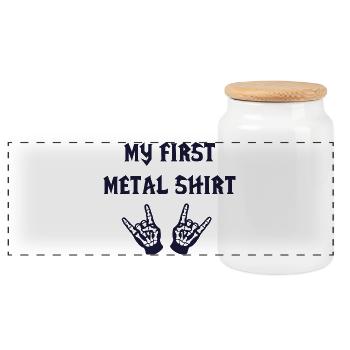 mon premier shirt metal musique bébé rock  - Boîte à biscuits avec couvercle en bois - blanc - Devant