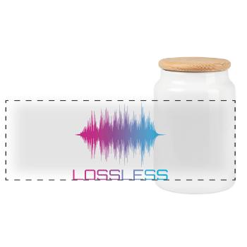 Lossless Audio Format Audiophile Sound - Panoramic Cookie Jar with Wooden Lid - white - Front