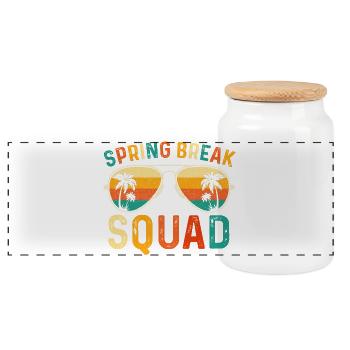 Spring Break Squad Girls Trip Beach Cruise 2026 - Panoramic Cookie Jar with Wooden Lid - white - Front