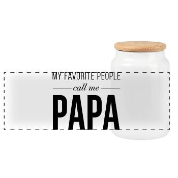 Papa - Boîte à biscuits avec couvercle en bois - blanc - Devant