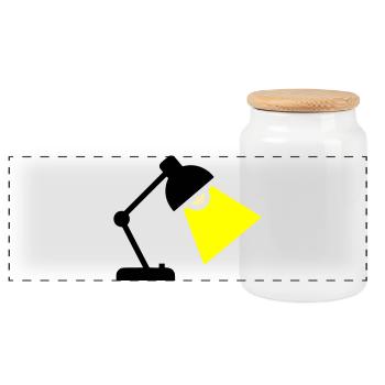 Schreibtischlampe Licht Idee - Panorama Keksdose mit Holzdeckel - Weiß - Vorne