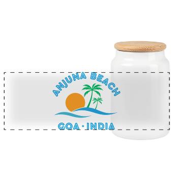 Anjuna Beach Goa Sonnenuntergang - Panorama Keksdose mit Holzdeckel - Weiß - Vorne