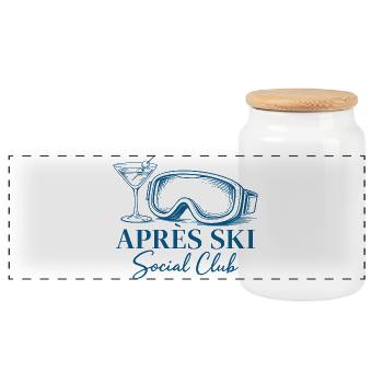 Après Ski Club Cocktail Skiing Winter Holiday - Panoramic Cookie Jar with Wooden Lid - white - Front
