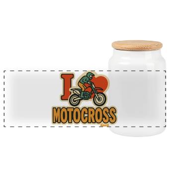 Ich liebe Motocross - Panorama Keksdose mit Holzdeckel - Weiß - Vorne