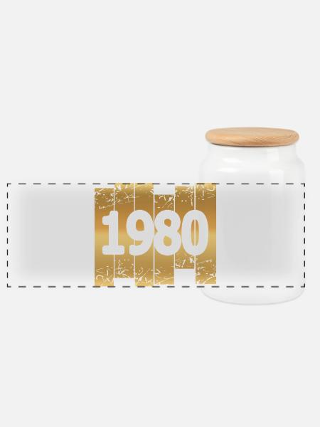 1980 - Panorama Keksdose mit Holzdeckel - Weiß