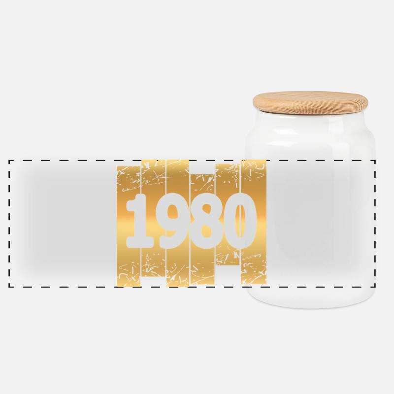 1980 - Panorama Keksdose mit Holzdeckel - Weiß