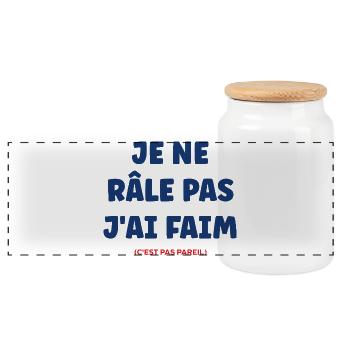 Je ne râle pas j'ai faim - Boîte à biscuits avec couvercle en bois - blanc - Devant