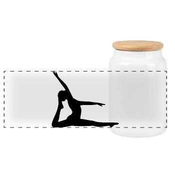 Yoga Formen Silhouetten schwarz Schatten  - Panorama Keksdose mit Holzdeckel - Weiß - Vorne